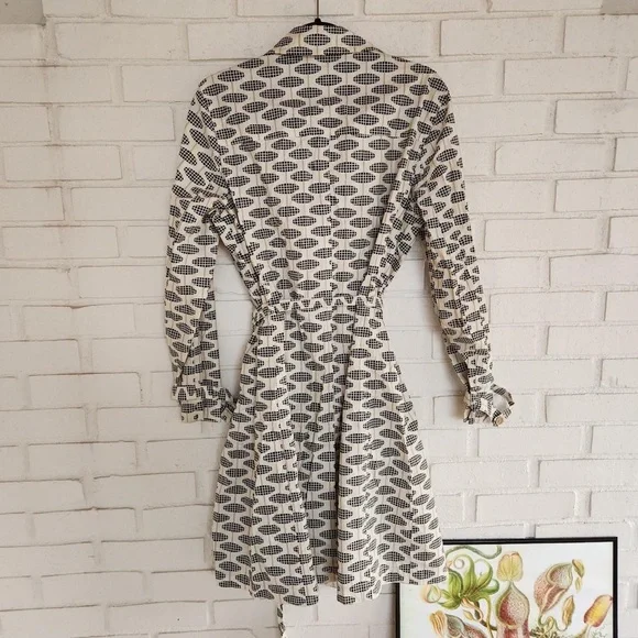 Gap Stylish Black and White Patterned Trench Coat lightweight Rain Jacket - Picture 4 of 4